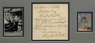 Babe Ruth Twice Signed Letter Display "Hoping You will Become the Greatest Ballplayer of All Time"